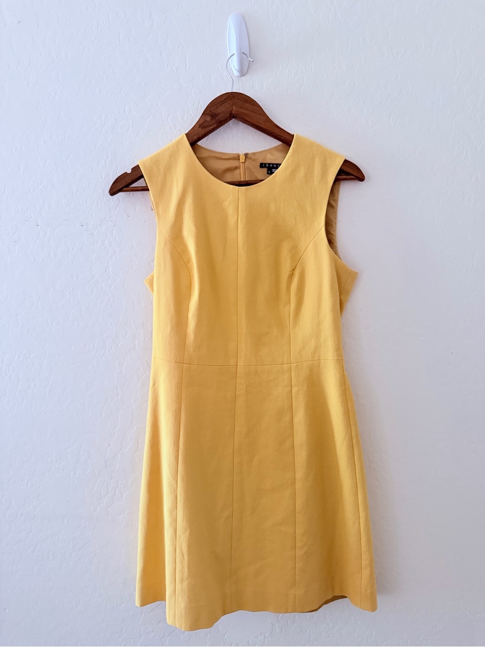 Theory Yellow Textured Cotton Blend Sleeveless A-Line Dress Size 6